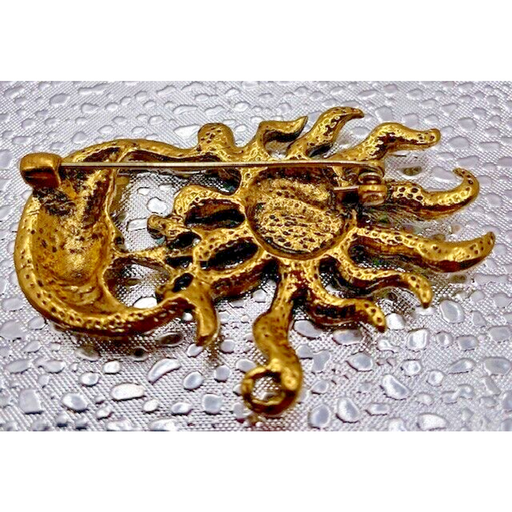 Women's Sun and Moon Brooch Pendant Vintage - Picture 3 of 3